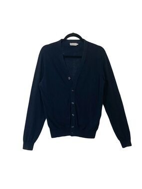 MONCLER Cardigan Mens ~S/M Black-Blue Cotton ITALY Monogram Buttons